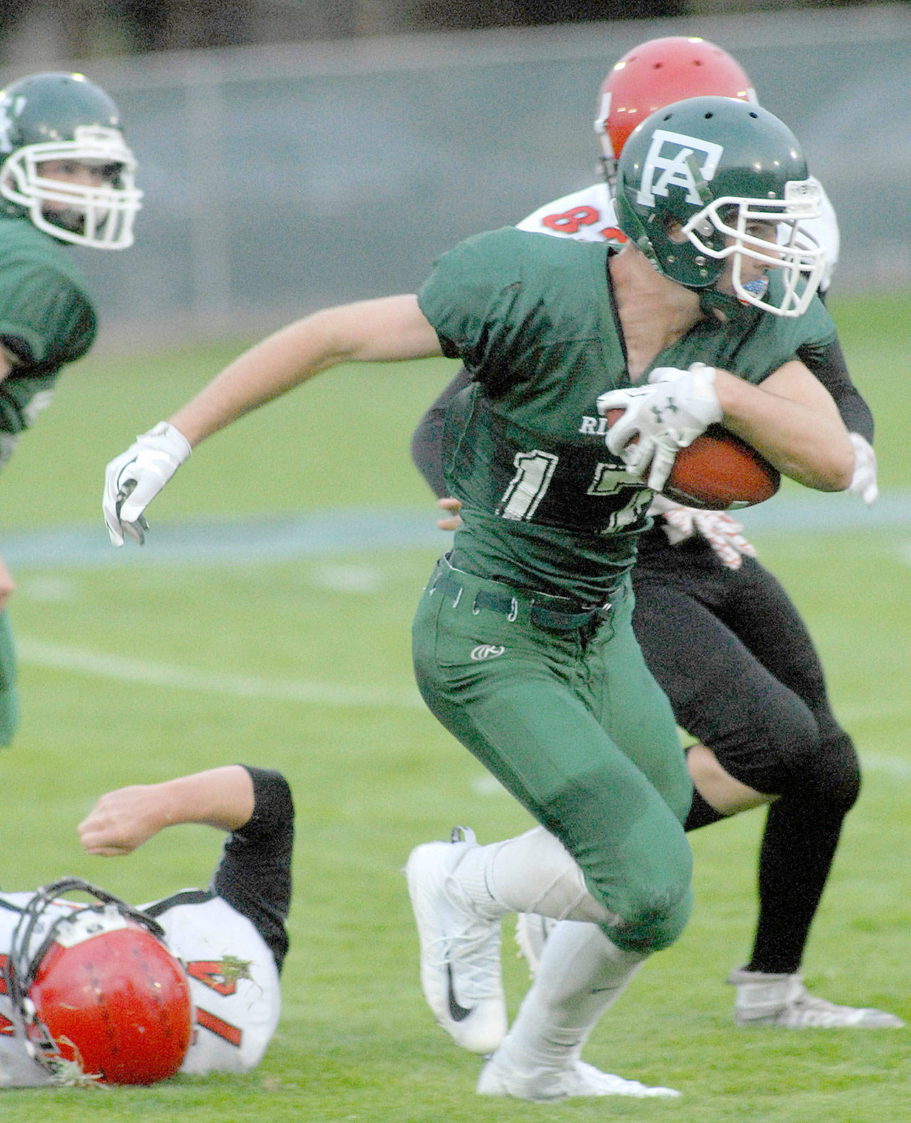 Keith Thorpe/Peninsula Daily News Port Angeles Garrett Edwards (17), a huge part of last years team, is back this season. The Roughriders plan to move Edwards all over the field on offense to take advantage of his athleticism.