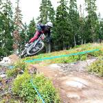 Mathew Mangano of Port Angeles, the overall winner of the Cat 2 Mens 15-18 category of the Northwest Cup, rides at the final race of the eight-race Northwest Cup series at Stevens Pass on Sunday. Mangano had already locked up the Cat 2 championship and so rode in the Cat 1 0-18 expert division, finishing fourth out of 13 riders. (Mountain Sports Photography)