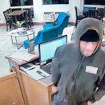 Security footage shows the suspect in Saturdays early-morning robbery at the Port Angeles Days Inn.