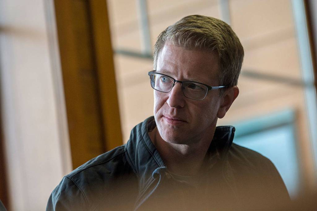 U.S. Rep. Derek Kilmer during his visit to Hurricane Ridge on Sunday. (Jesse Major/Peninsula Daily News)