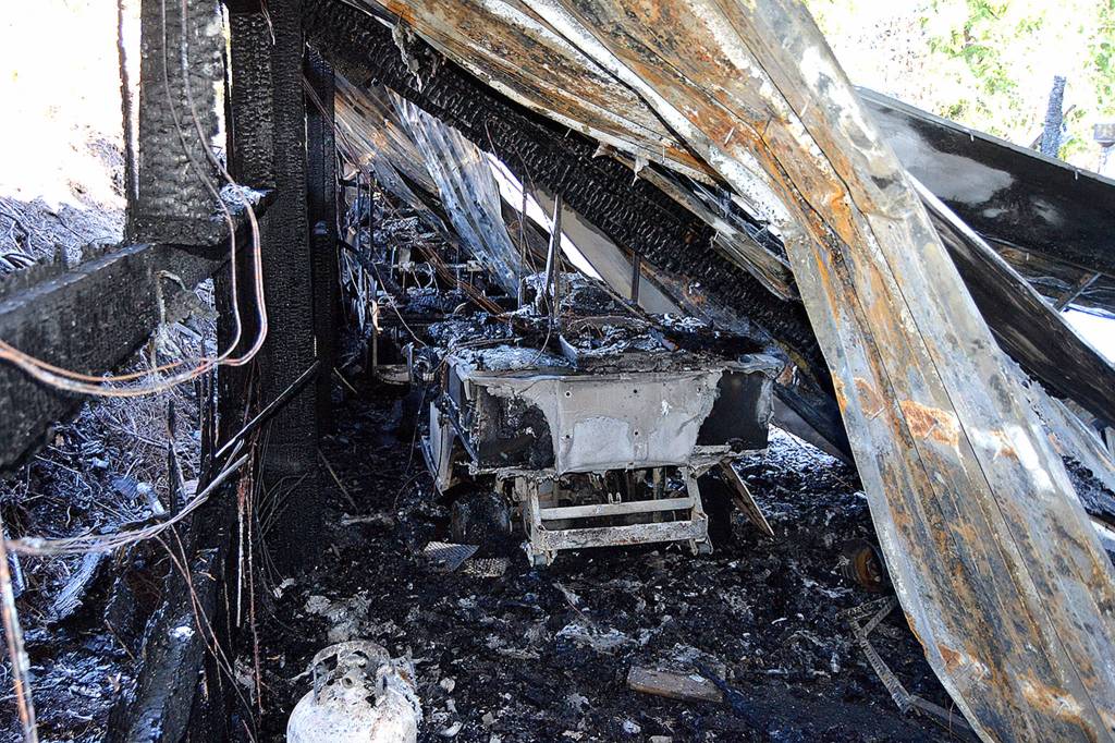Staff with the Cedars at Dungeness estimate about 50 golf carts and other equipment were lost on Sunday, Sept. 16 in an early morning fire. No injuries were reported and the cause remains under investigation. (Matthew Nash/Olympic Peninsula News Group)