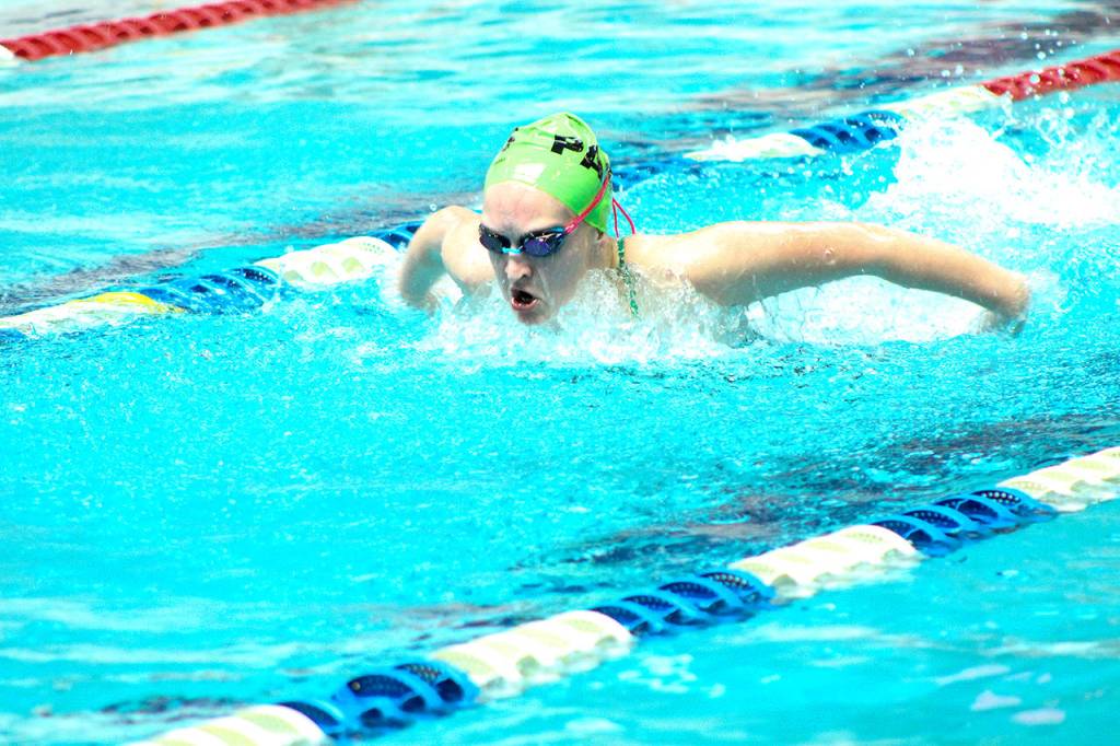 Patty Reifenstahl Port Angeles Emma Murray swims to a win in the 200 yard individual medley during a win over Klahowya on Tuesday.