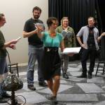 Director Tia Stephens, center, works with the cast of Sylvia  from left, Melissa Karapostoles, Edwin J. Anderson III, Jennifer Horton and Michael Sickles  at a recent rehearsal. (Olympic Theatre Arts)