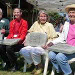 From left, WSU Clallam County Master Gardeners Douglas Ridgeway, Beanie Gersbach, Chrilo von Gontard and Gretchen Glenny receive the lifetime achievement Golden Trowel Award on Aug. 28 at the Master Gardener Demonstration Garden. (Marilynn Elliott)