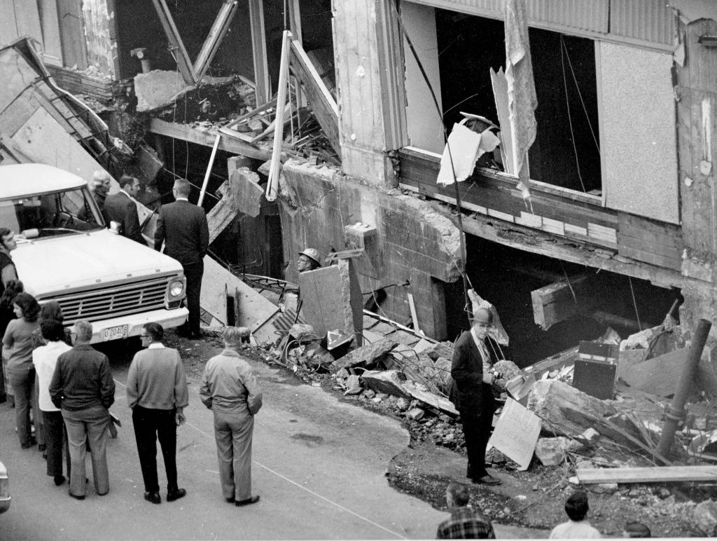 The aftermath of the gas line explosion on Sept. 30, 1971 was documented with photos by the Port Angeles Evening News, a precursor of the Peninsula Daily News, and The Associated Press.