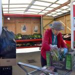 Carlene Moberg, a produce volunteer at the Sequim Food Bank, readies food for distribution Monday. Recently, the produce barn was vandalized and food bank leaders report several thefts and burglaries at the facility in recent weeks. (Matthew Nash/Olympic Peninsula News Group)