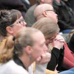 Friends and family of Janet Bowcutt, who was killed in 1978, listen to Ross release proceeding Tuesday in Clallam County Superior Court. (Keith Thorpe/Peninsula Daily News)