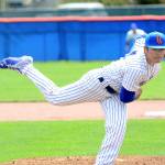 Port Angeles Lefties pitcher Tyler Tan pitches against the Yakima Valley Pippins during a game in July at Civic Field. Tan is returning to Port Angeles next year. (Jesse Major/Peninsula Daily News)
