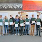 Port Angeles Education Foundation presented eight high school seniors with certificates at an academic awards luncheon. From left are foundation member Annette Wendel, with students Hollund Bailey, Charlotte Hertel, Matthew Tiemersma, Andrew Methner, Linus Waddell, Colby Rentas, Daniel Weaver and Evan Cobb, as well as foundation President Lynns Bedford at far right. (Patsene Dashiell/Port Angeles School District)