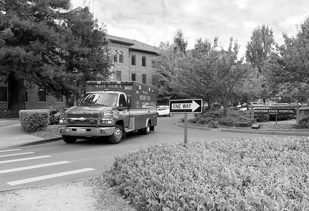 The Associated Press                                In this Aug. 30 file photo, an ambulance leaves Western State Hospital in Lakewood.