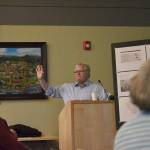Consultant Tom Beckwith discusses a proposed Sequim Affordable Housing Action Plan on Oct. 30 before 40 people saying this is a dynamic tool that affects you every day. (Matthew Nash/Olympic Peninsula News Group)
