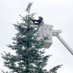 O Christmas tree: Port Angeles workers decorate at Dyar Fountain