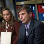 John Black, the candidate who requested a recount in the race for the District Court II judge seat, addresses the Clallam County Canvassing Board on Monday. (Jesse Major/Peninsula Daily News)
