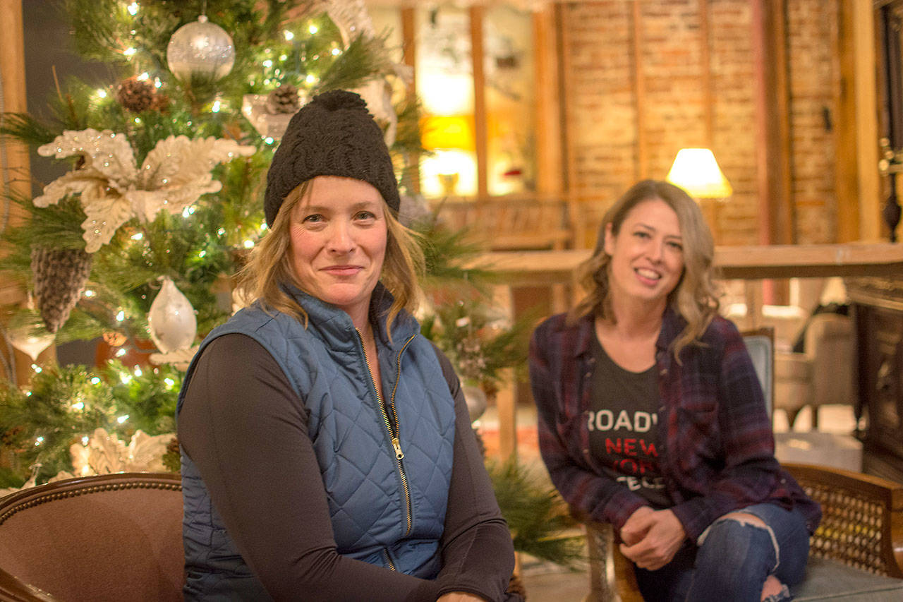 Shannon Cosgrove, left, and Naomi Alstrup are co-directing Snow White and the Five Housemates, a Christmas musical comedy that will be performed at the Lincoln Theater starting Friday. (Jesse Major/Peninsula Daily News)