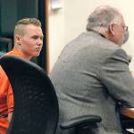 Benjamin Bonner looks at defense attorney Harry Gasnick during an appearance in Clallam County Superior Court in 2017. (Keith Thorpe/Peninsula Daily News)