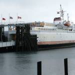 The ferry MV Coho sits at its terminal in Port Angeles on Thursday after cancelling its afternoon sailing to Victoria and back. (Keith Thorpe/Peninsula Daily News)
