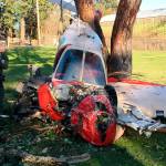 The pilot of this plane suffered minor injuries Sunday in a crash near Port Hadlock. (East Jefferson Fire-Rescue)
