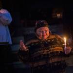 Thelma Lawrence of the Lower Elwha Klallam Tribe sings during a vigil for Valerie Claplanhoo Monday evening. (Jesse Major/Peninsula Daily News)