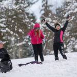 Scenes from the community snowball fight in Port Angeles on Sunday. (Jesse Major/Peninsula Daily News)