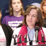 Dr. Erin Berry, Washington state medical director for Planned Parenthood of the Great Northwest and the Hawaiian Islands, speaks at a news conference announcing a lawsuit challenging the Trump administrations Title X gag rule Monday in Seattle. The rule issued last Friday would impact federal funding for reproductive health care and family planning services. (Elaine Thompson/The Associated Press)
