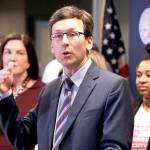 Washington state Attorney General Bob Ferguson speaks at a news conference announcing a lawsuit challenging the Trump administrations Title X gag rule Monday in Seattle. The rule issued last Friday would impact federal funding for reproductive health care and family planning services. (Elaine Thompson/The Associated Press)