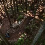 North Vancouver was the shortest but most technically difficult stage of the BC Bike Race. Here a racer carves through a relatively smooth section. Photo courtesy of Powell Jones