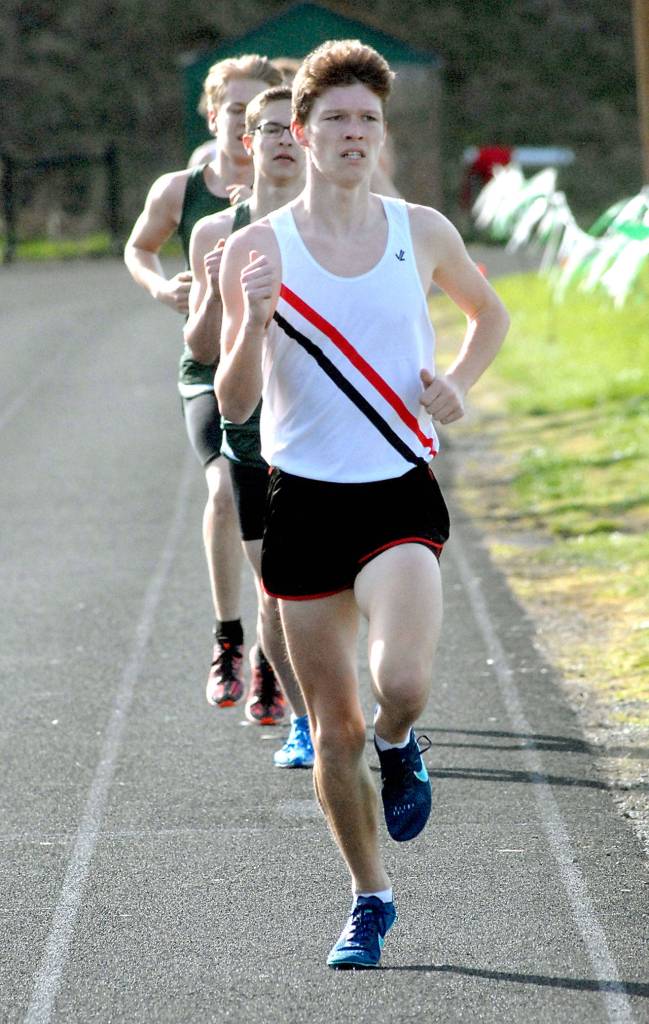 Nathan Cantrell of Port Townsend won the boys 1,600-meter race on Thursday at Port Angeles High School.                                Keith Thorpe/Peninsula Daily News
