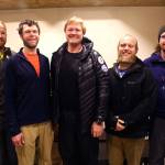 Professor John All, center, of Western Washington University, and his team pose for the photograph at a hotel before leaving for Everest region, in Kathmandu, Nepal, March 27. (AP Photo/Niranjan Shrestha)