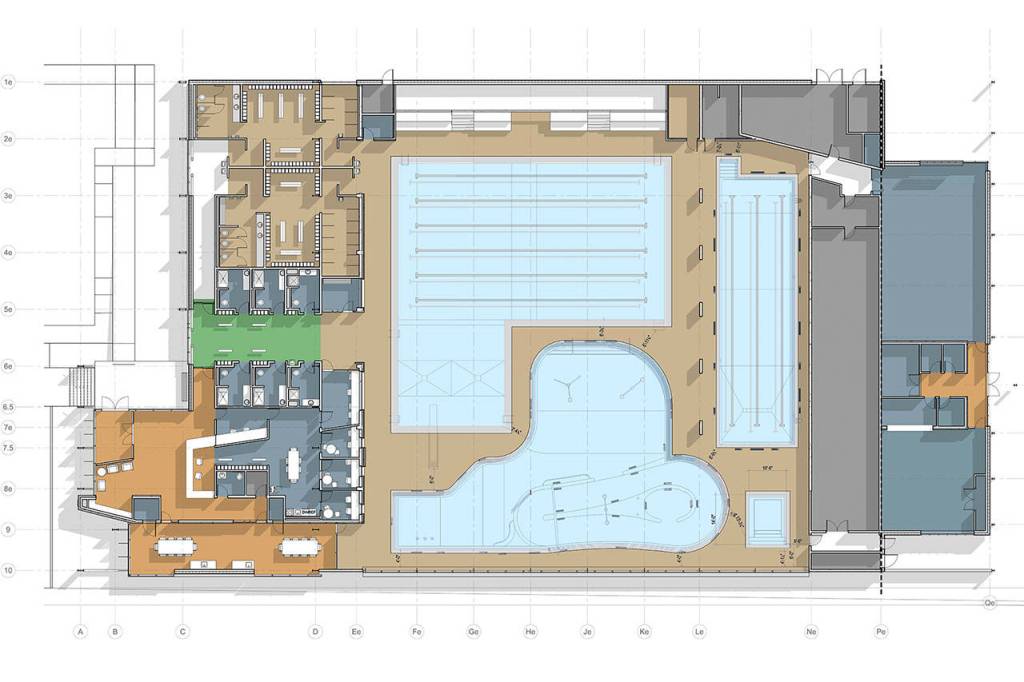An artist rendering shows the overall layout of the new William Shore Memorial Pool. (ARC Architects)
