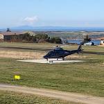 A helicopter prepares to transport a Diamond Point resident who fell from a ladder. Officials with Harborview Medical Center said the man died a day later.
