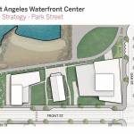 A site strategy drawing shows where the three buildings would be constructed at Front and Oak streets.