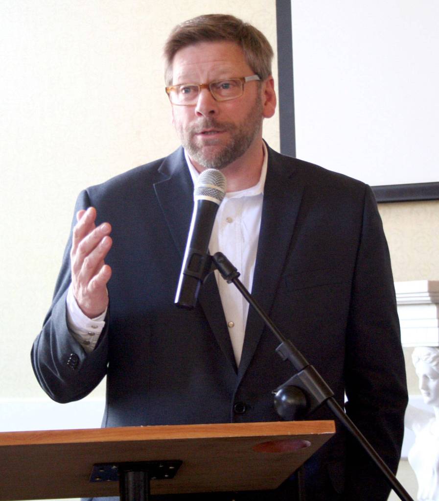 State Rep. Mike Chapman, D-Port Angeles, praised the finalists Sunday during the Chamber of Jefferson Countys annual Leadership Awards luncheon at the Old Alcohol Plant in Port Hadlock. All of you, every day, do more than what I can do for you, Chapman said. (Brian McLean/Peninsula Daily News)