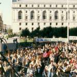 Singer and activist Holly Near, at left, speaks at a rally outside San Francisco City Hall circa 1971. Nears documentary, Singing for Our Lives, screens Saturday during Port Townsends Women & Film festival. (Holly Near Archives)
