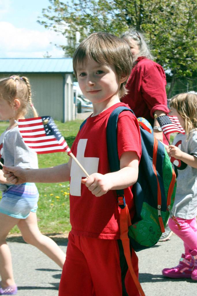 Boys and girls from Brinnon schools walk in the annual Loyalty Day Parade, which originated in 1921 and has been on the permanent calendar since 1958. (Brian McLean/Peninsula Daily News)