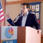 State Attorney General Bob Ferguson speaks Tuesday to three Port Townsend Rotary clubs during a meeting at the Northwest Maritime Center. (Brian McLean/Peninsula Daily News)