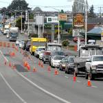 PHOTO: Road work backs up traffic in Port Angeles