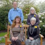 The winners of the 2019 Clallam County Community Service Awards gather at Holy Trinity Lutheran Church in Port Angeles. The winners are, front row from left, Leslie Kidwell Robertson and Edna Petersen, and back row from left, Tim Crowley and Judy Hendrickson. (Keith Thorpe/Peninsula Daily News)