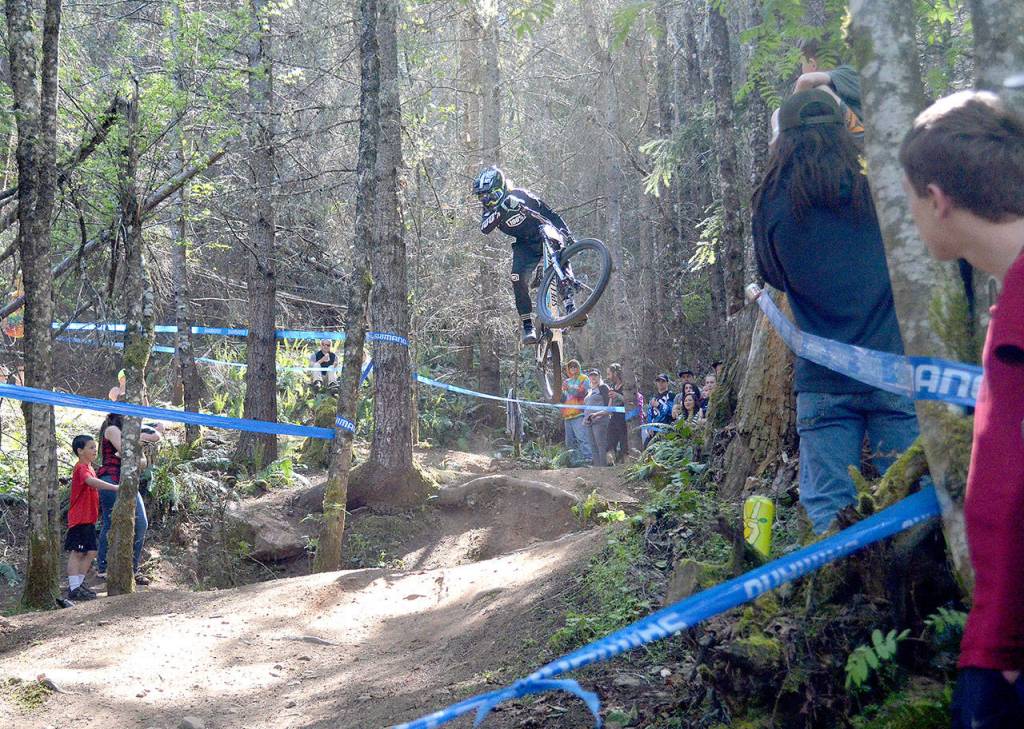 Port Angeles Matthew Mangano, riding in the expert Mens 0-18 Cat1 race, catches some air during his ride. Mangano finished in sixth place out of 22. (Jackie Mangano photo)