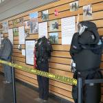 Police training equipment is on display as an exhibit in the Sequim Civic Center.