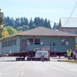 Peninsula Behavioral Healths Horizon Center turns onto Eighth Street as it moves to its new home at 223 E. Eighth Street on Thursday. (Jesse Major/Peninsula Daily News)