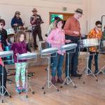 The PT Steel Band are, in the front from left, Ruth Asare, Zadie Mae Carben, Sage Brotherton, David Schroeder, Jediah Sanders and Heather Sanders; in the middle, from left, Moe Gardner and John Sanders; in the back, from left, Jasper Dances, Solenne Walker and Declan Wescot.