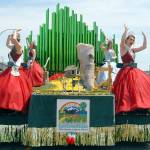 Sequim Irrigation Festival royalty, from left, princesses Brianna Cowan and Kjirstin Foresman, Queen Emily Silva and Princess Shelby Wells preside over Saturdays Grand Parade from their float as it rolls down the parade route, following the theme Theres No Place Like Home. (Keith Thorpe/Peninsula Daily News)