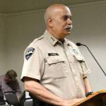 Jefferson County Sheriff Joe Nole accepts the county commissioners proclamation making the week of May 12 National Police Week and May 15 as Peace Officers Memorial Day. (Jeannie McMacken/Peninsula Daily News)