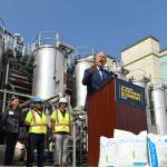 Democratic presidential candidate Gov. Jay Inslee, center, speaks during an event at the Blue Plains Advanced Wastewater Treatment Plant in Washington, D.C., on Thursday during an event where he unveiled part of his plan to defeat climate change. (Susan Walsh/The Associated Press)