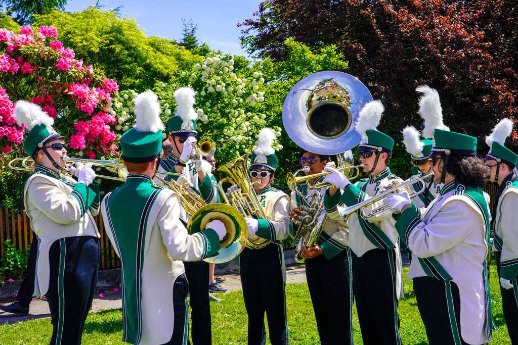 A number of bands and other organizations performed in the annual Rhododendron Festival parade Saturday in Port Townsend. (Steve Mullensky/for Peninsula Daily News)