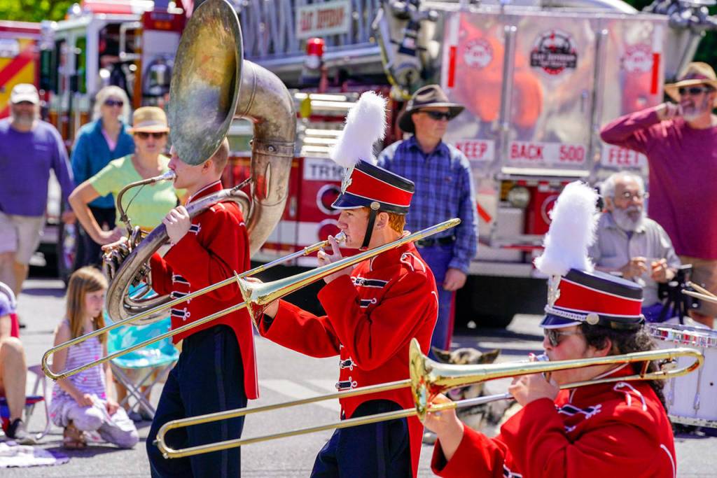 A number of bands and other organizations performed in the annual Rhododendron Festival parade Saturday in Port Townsend. (Steve Mullensky/for Peninsula Daily News)