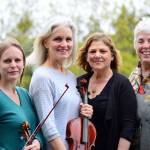 Among the many musicians in Sundays benefit concert in Port Townsend are, from left, Marina Rosenquist, Gwen Franz, Lisa Lanza and Maryann Tapiro. (Diane Urbani de la Paz/for Peninsula Daily News)