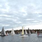 The Race Committee Boat signals the start of the 2018 R2AK in Port Townsend Bay with a blast of its horn. (Jeannie McMacken/Peninsula Daily News)