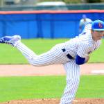<strong>Jesse Major</strong>/Peninsula Daily News                                 Port Angeles Lefties pitcher Tyler Tan pitches against the Yakima Valley Pippins during the 2018 season. Tan returns to the Lefties for the 2019 season.