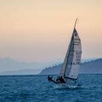A team sails in the Race To Alaska Monday morning. (Jesse Major/Peninsula Daily News)